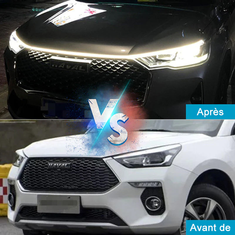 Bande LED dynamique pour capot de voiture
