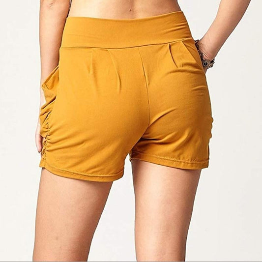 Short à Poches Plissées Taille Haute