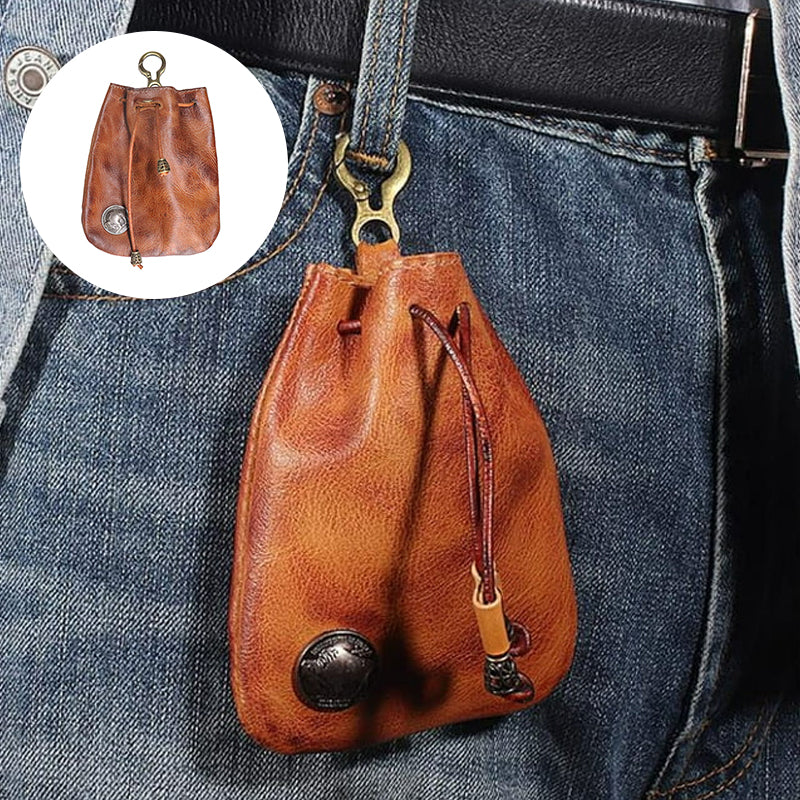 Sac de rangement rétro en cuir de vache