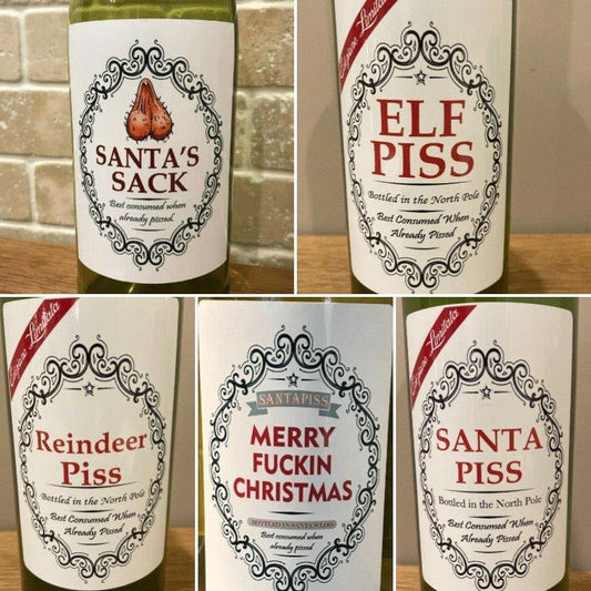 🎄Étiquettes de Bouteille de Fantaisie Amusantes de Noël (Lot de 5PCS)