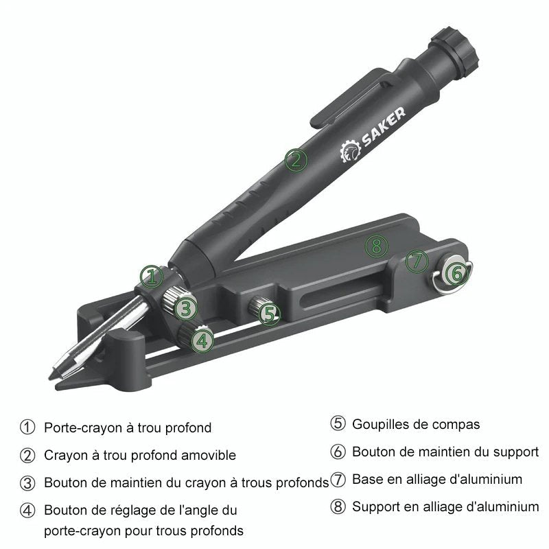 Saker Crayon de Construction Multifonctionnel Outil De Tracage