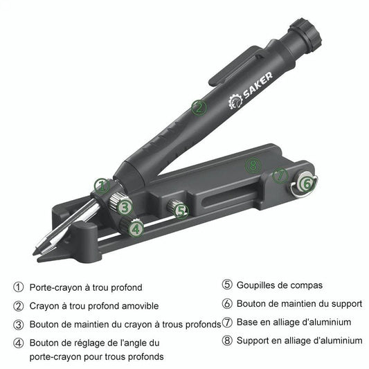 Saker Crayon de Construction Multifonctionnel Outil De Tracage