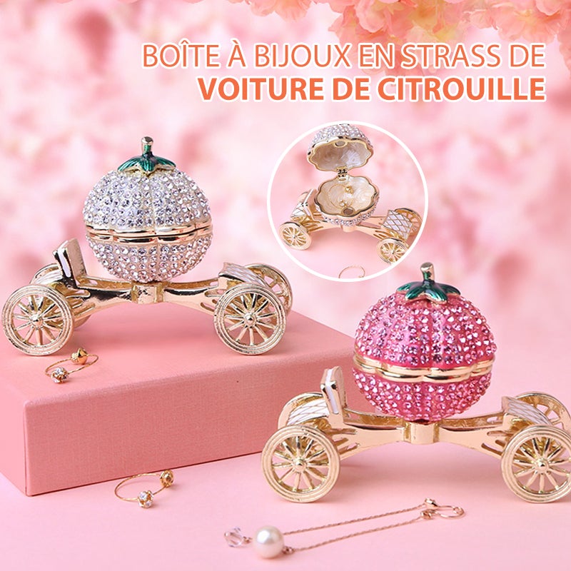 Boîte à Bijoux en Strass de Voiture de Citrouille