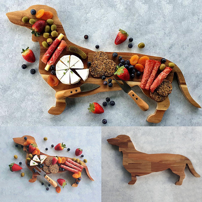 Assiette Plate Chien Teckel en Bois